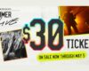 Promotional poster for Live Nation's Summer of Love with large '$30' and 'Tickets' text, featuring crowd and guitarist photos. Sale now through May 5.